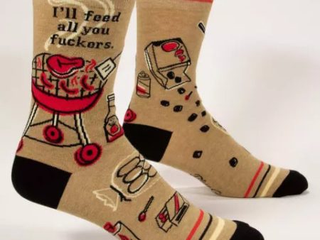 BlueQ Men Crew Socks I ll Feed All You Fuckers Supply