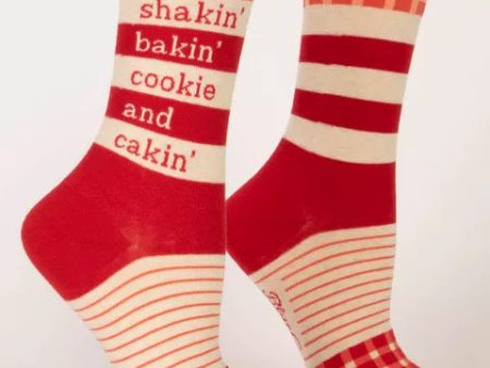 BlueQ Women Crew Socks Shakin  Bakin  Cookie and Cakin  Online Hot Sale