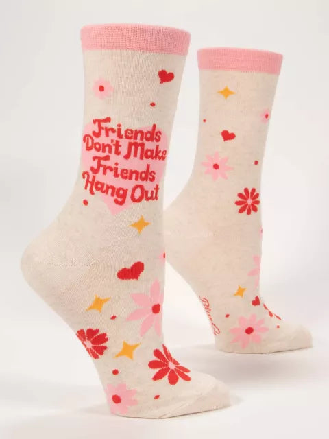 BlueQ Women Crew Socks Friends Don t Make Friends Hang Out Online