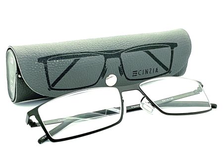 Cinzia Impact Rectangular Frame Metal Flex Reading Glasses with Case Online Hot Sale