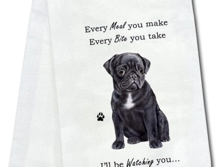 Pet Kitchen Towel Black Pug Hot on Sale