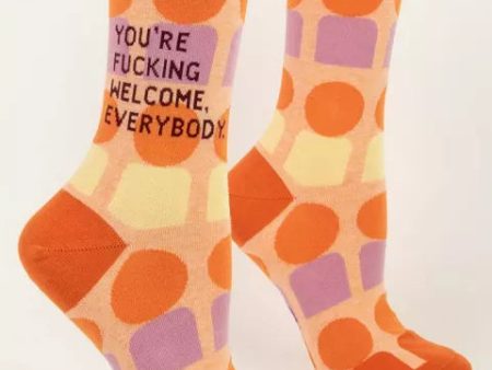 BlueQ Women Crew Socks You re Fucking Welcome Everybody Online Hot Sale