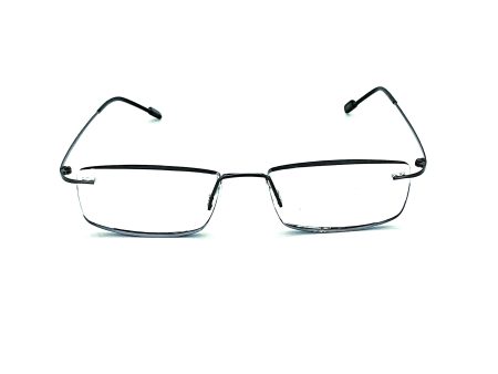 Subtle Fully Magnified Frameless Rectangle Frame Reading Glasses With Metal Temples Online Sale