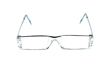 Shiner Clear Frameless Glitzy Reading Glasses with Metal Temples Online Sale