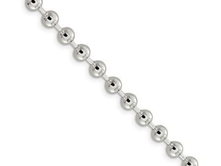 5mm Sterling Silver, Solid Beaded Chain Necklace For Discount