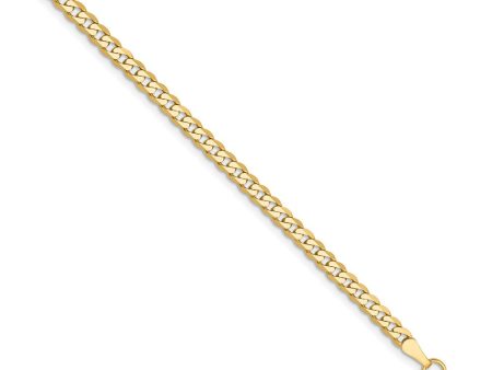 2.9mm 14k Yellow Gold Solid Beveled Curb Chain Bracelet Online now