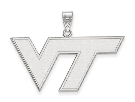 10k White Gold Virginia Tech Large Logo Pendant For Discount