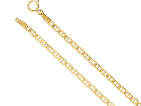 2.25mm 14k Yellow Gold Solid Anchor Chain Necklace For Sale