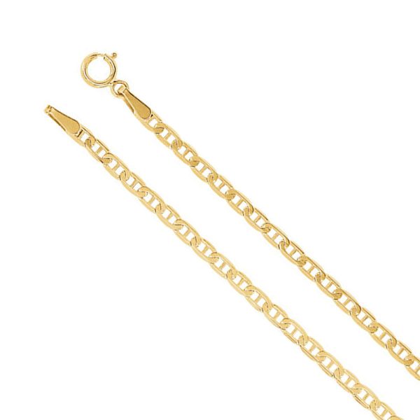 2.25mm 14k Yellow Gold Solid Anchor Chain Necklace For Sale