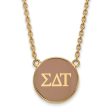 14K Plated Silver Sigma Delta Tau Large Tan Enamel Disc Necklace Supply