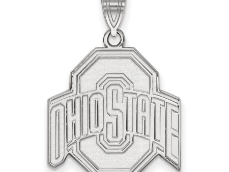 14k White Gold Ohio State Large Logo Pendant For Discount