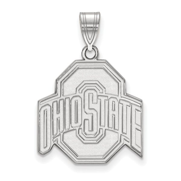 14k White Gold Ohio State Large Logo Pendant For Discount