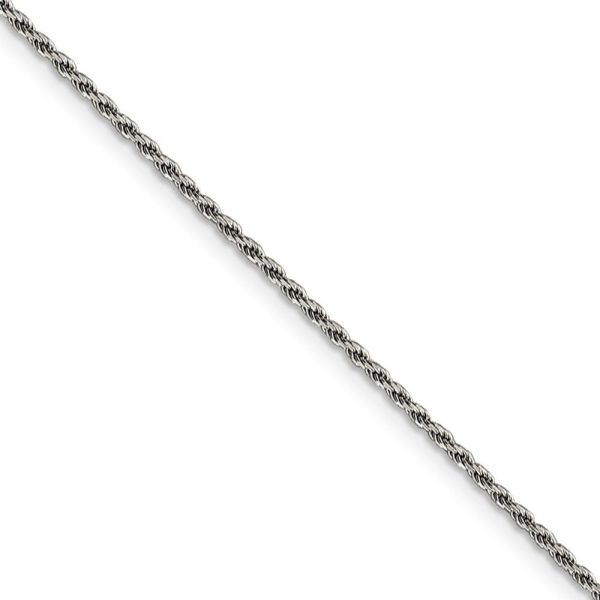 1.5mm Rhodium Plated Sterling Silver Solid D C Rope Chain Necklace Cheap