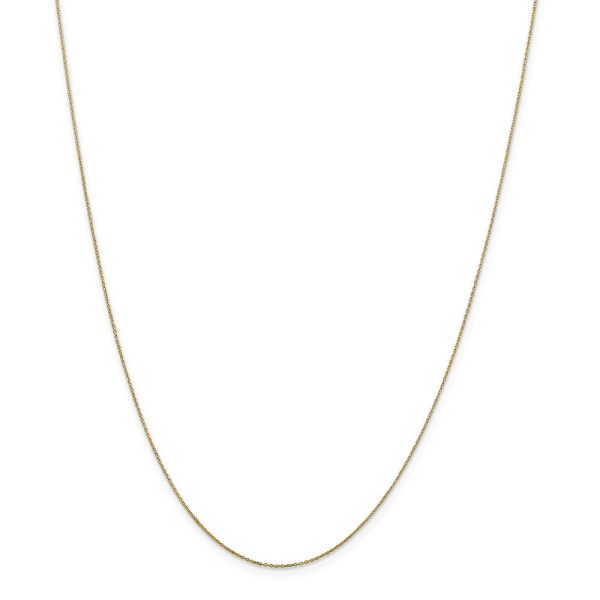 0.6mm 10k Yellow Gold Diamond Cut Solid Cable Chain Necklace For Discount