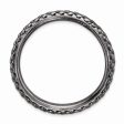 2.25mm Stackable Black Plated Silver Curved Textured Band Fashion