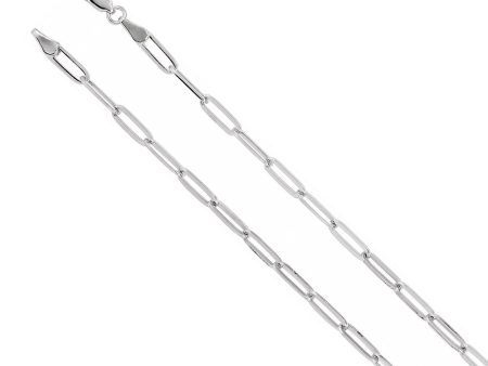 14k White Gold 3.75mm Elongated Flat Cable Chain Necklace Online now