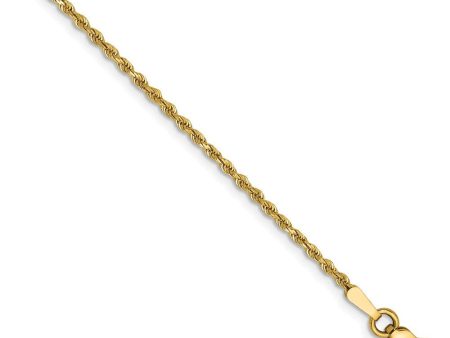 1.5mm 14k Yellow Gold Diamond Cut Solid Rope Chain Bracelet on Sale