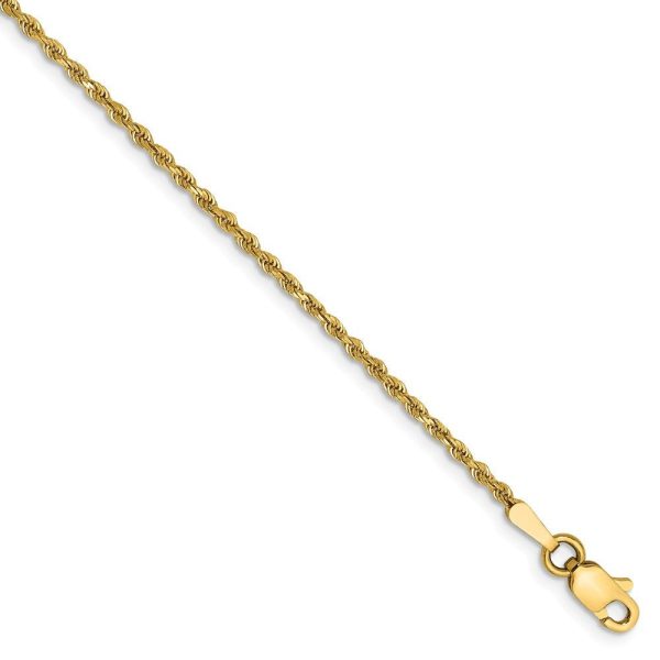 1.5mm 14k Yellow Gold Diamond Cut Solid Rope Chain Bracelet on Sale