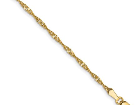 1.7mm, 14k Yellow Gold, Singapore Chain Bracelet Cheap