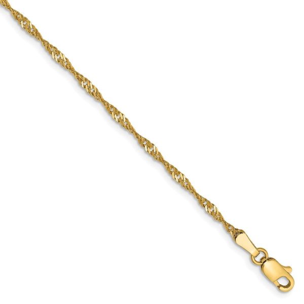 1.7mm, 14k Yellow Gold, Singapore Chain Bracelet Cheap