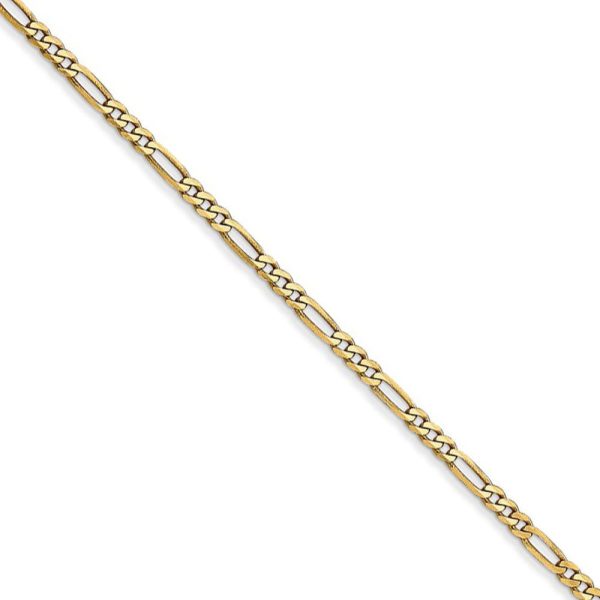 1.8mm 14k Yellow Gold Flat Figaro Chain Necklace For Discount