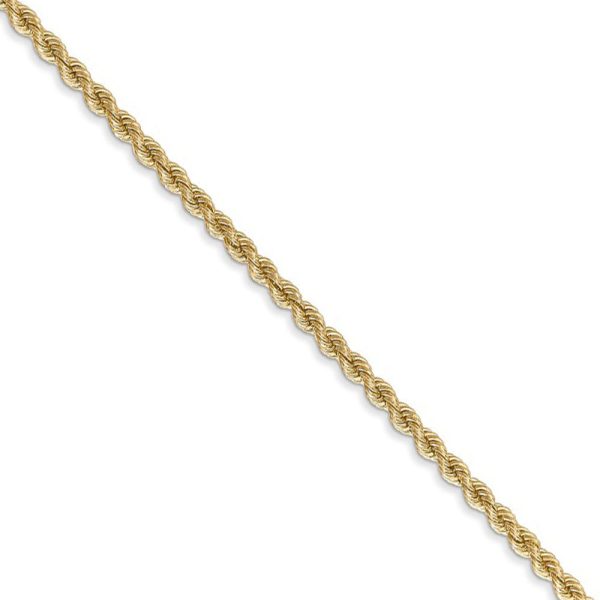 2.25mm, 14k Yellow Gold, Handmade Solid Rope Chain Necklace For Cheap