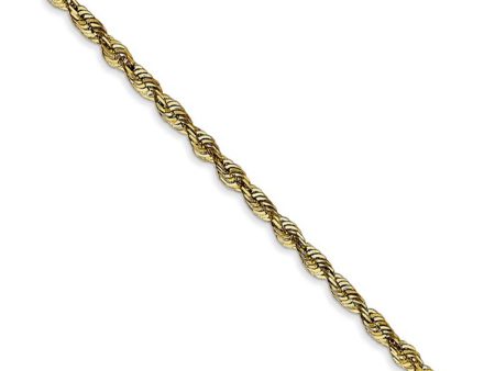 2.5mm, 10k Yellow Gold Lightweight D C Rope Chain Necklace For Sale