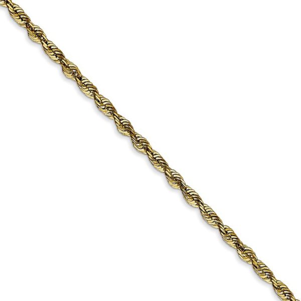 2.5mm, 10k Yellow Gold Lightweight D C Rope Chain Necklace For Sale