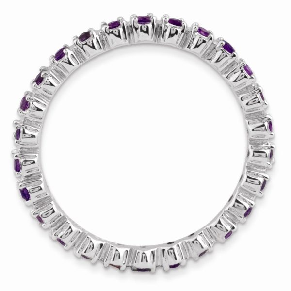 2.25mm Sterling Silver Stackable Prong Set Amethyst Band Online now