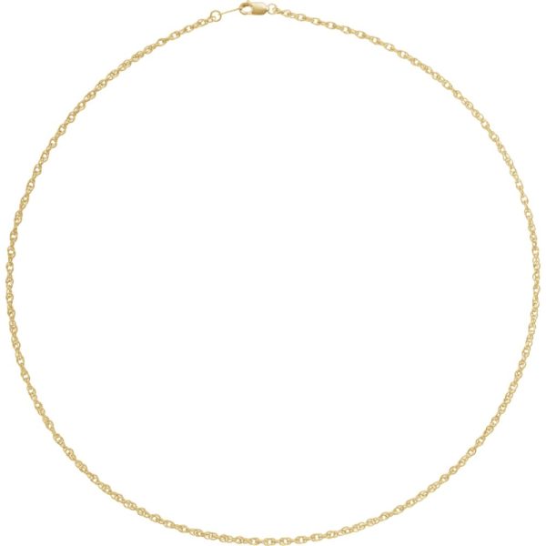 18k Yellow Gold 2mm Solid Loose Rope Chain Necklace Fashion