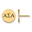 14K Plated Silver Alpha Sigma Alpha Black Enamel Greek Post Earrings Sale