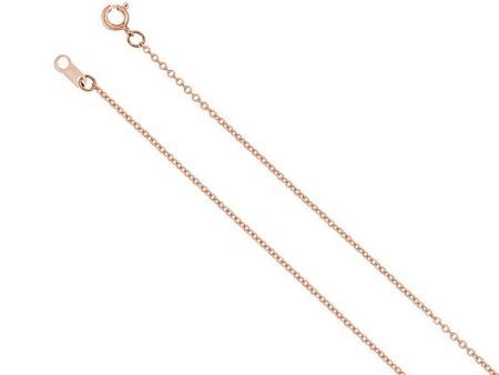 Youth 1mm 14k White, Yellow or Rose Gold Cable Chain Necklace, 15 Inch Cheap