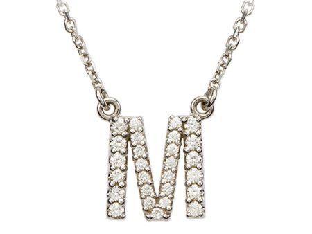 1 5 Cttw Diamond & 14k White Gold Block Initial Necklace, Letter M For Discount