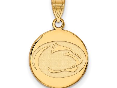 14k Yellow Gold Penn State Medium Logo Disc Pendant Online now