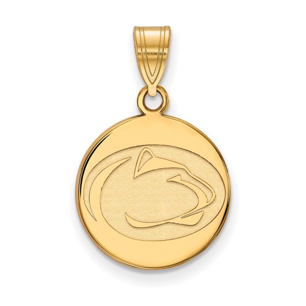 14k Yellow Gold Penn State Medium Logo Disc Pendant Online now