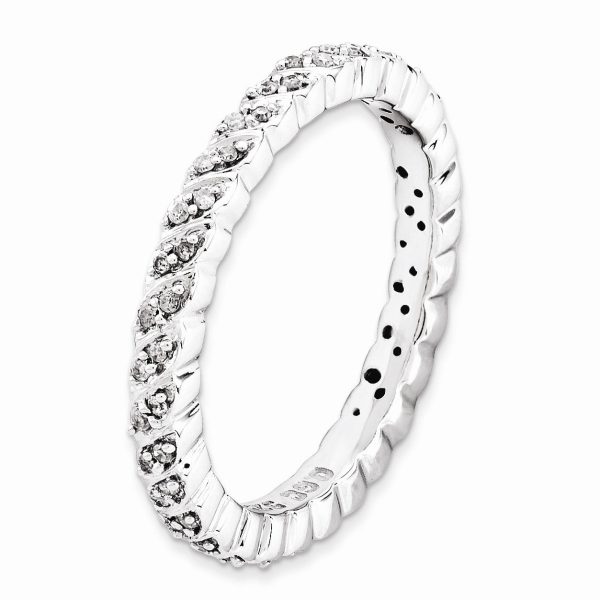 2.5mm Sterling Silver Stackable 1 5 Cttw HI I3 Diamond Petal Band Fashion