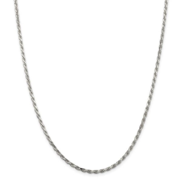 2.5mm, Sterling Silver Diamond Cut Solid Rope Chain Necklace on Sale