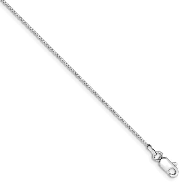 0.9mm, 10k White Gold, Box Chain Anklet or Bracelet For Cheap