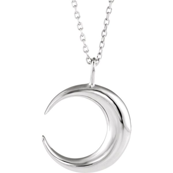 14k Yellow, White or Rose Gold Crescent Moon Necklace, 16-18 Inch Online Sale