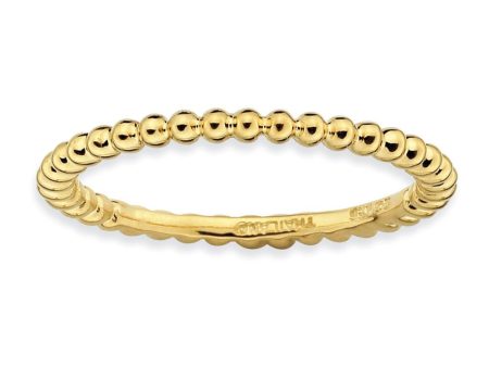 1.5mm 14k Yellow Gold Plated Sterling Silver Stackable Beaded Band Sale