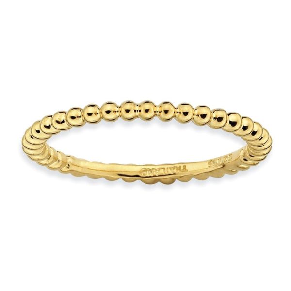 1.5mm 14k Yellow Gold Plated Sterling Silver Stackable Beaded Band Sale