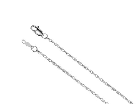 1.5mm, 14k White Gold Solid Loose Rope Chain Necklace Fashion