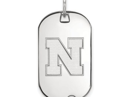 14k White Gold U. of Nebraska Initial N Dog Tag Pendant Cheap