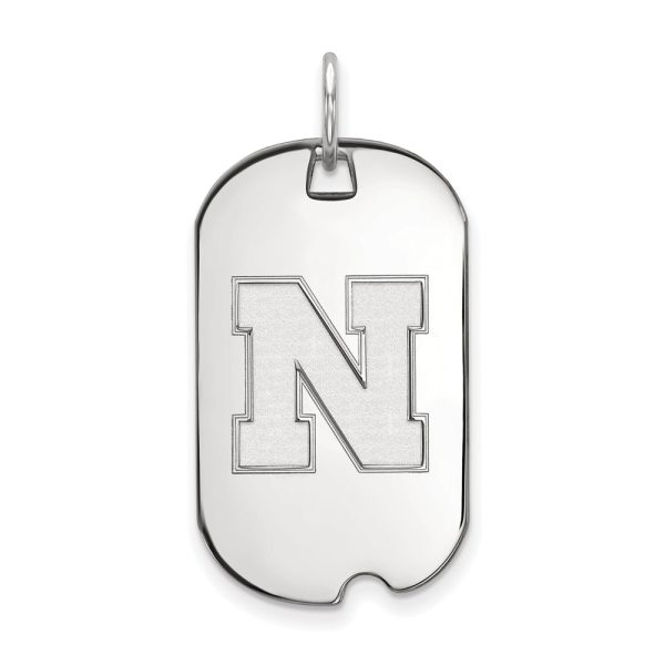 14k White Gold U. of Nebraska Initial N Dog Tag Pendant Cheap