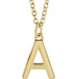 14k Yellow Gold 9.5mm Small Block Initial A-Z Necklace, 16 Inch For Sale