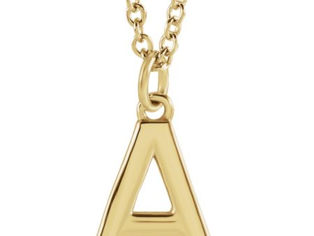 14k Yellow Gold 9.5mm Small Block Initial A-Z Necklace, 16 Inch For Sale