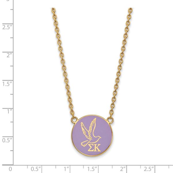 14K Plated Silver Sigma Kappa Large Purple Enamel Logo Necklace For Discount