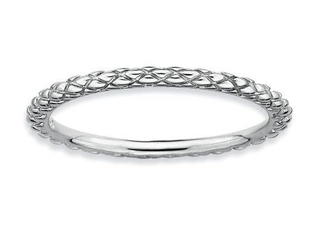 1.5mm Stackable Sterling Silver Crisscross Band Discount