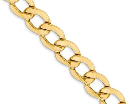 Men s 8mm, 14k Yellow Gold, Hollow Curb Link Chain Necklace Hot on Sale