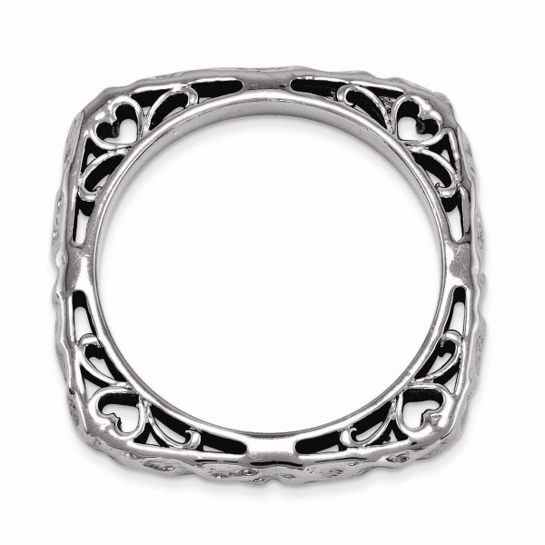 2.25mm Stackable Black Plated Silver Square Hammered Scroll Band Supply